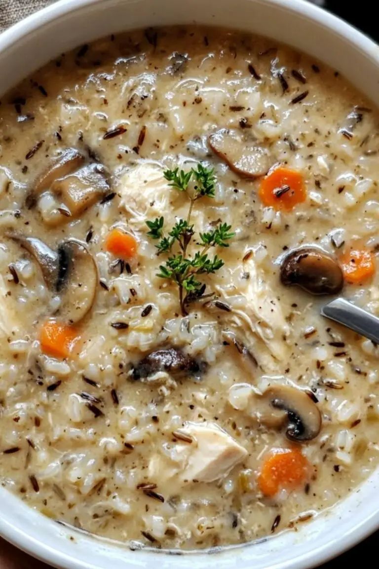 Delicious Creamy Mushroom Chicken and Wild Rice Soup