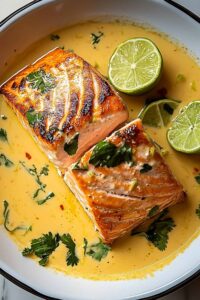 Poached Salmon in Coconut Lime Sauce
