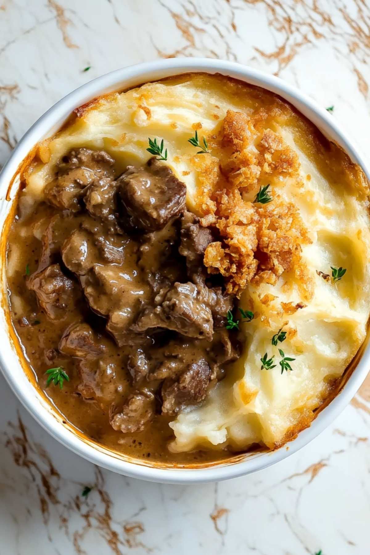Beef Stroganoff Cottage Pie with Crispy Parmesan Topping