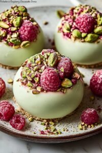 Pistachio & Raspberry Cheesecake Domes