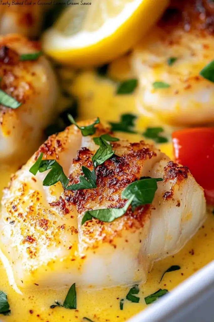 Tasty Baked Cod in Coconut Lemon Cream Sauce