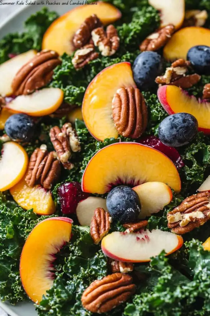 Summer Kale Salad with Peaches and Candied Pecans 4 Summer Kale Salad with Peaches and Candied Pecans