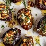 Feta-Parmesan Roasted Stuffed Dates with Honey-Walnut Herb CrunchTopping: 5 Feta-Parmesan Roasted Stuffed Dates with Honey