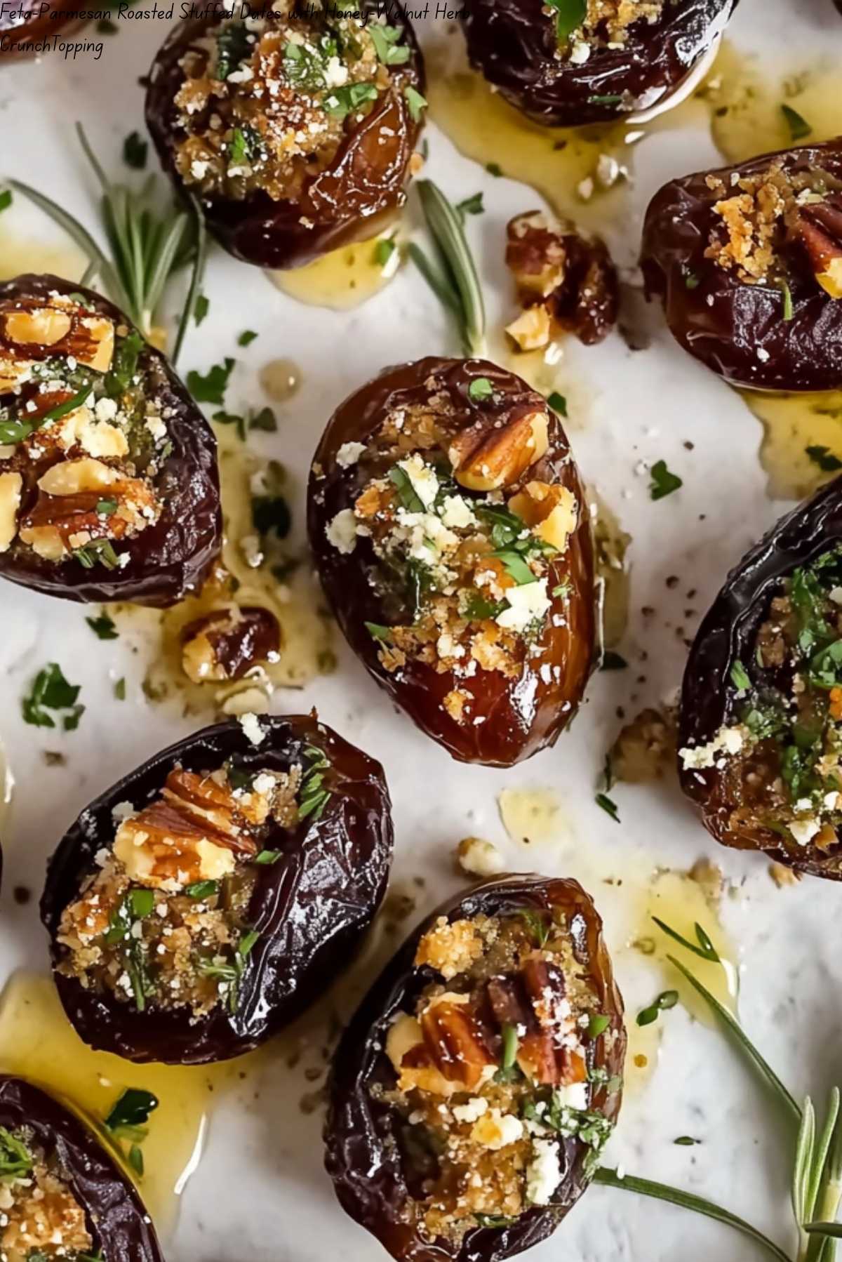 Feta-Parmesan Roasted Stuffed Dates with Honey