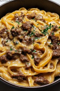 One-Pot Creamy Beef and Garlic Butter Pasta