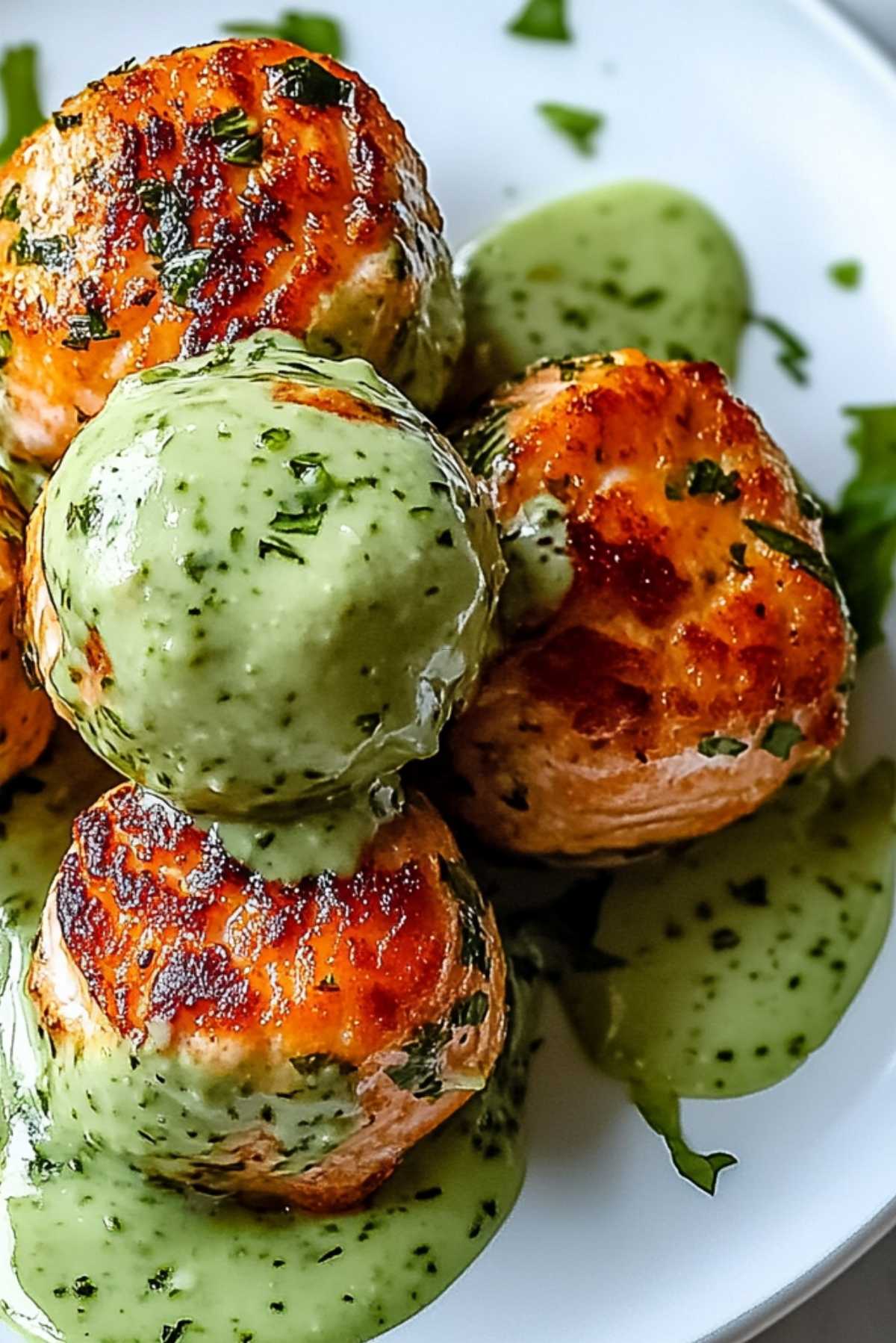Salmon Balls with Creamy Avocado Sauce: Healthy Dinner Ideas