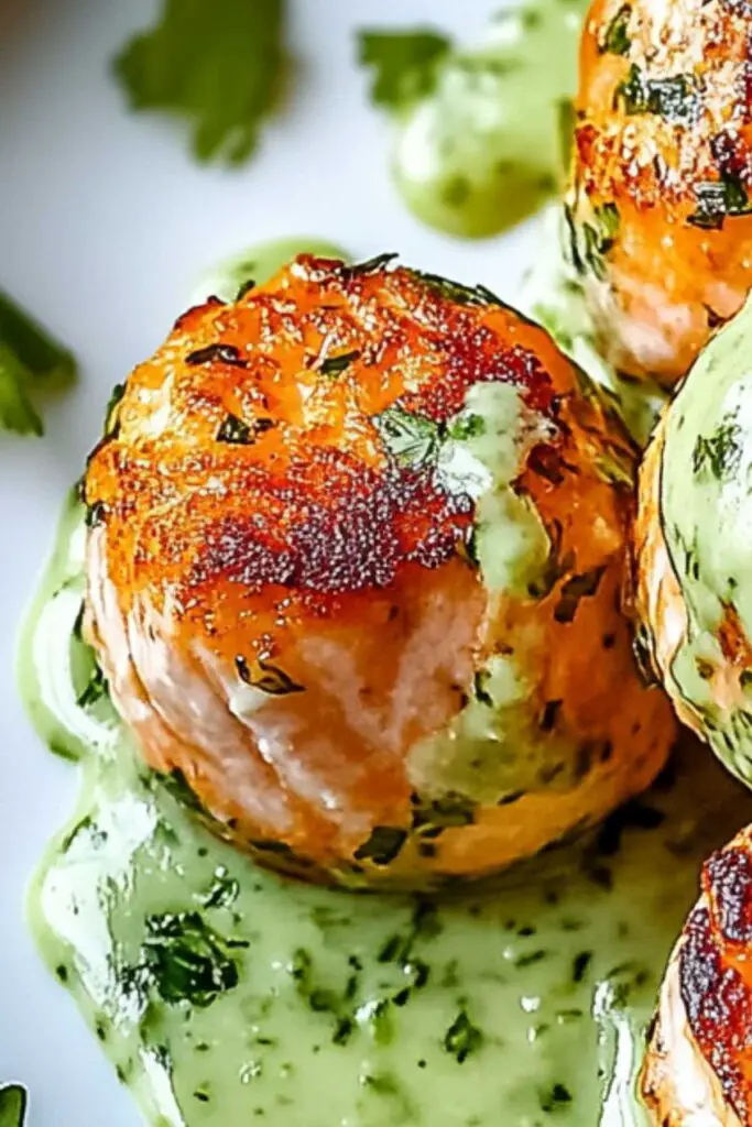 Salmon Balls with Creamy Avocado Sauce: Healthy Dinner Ideas