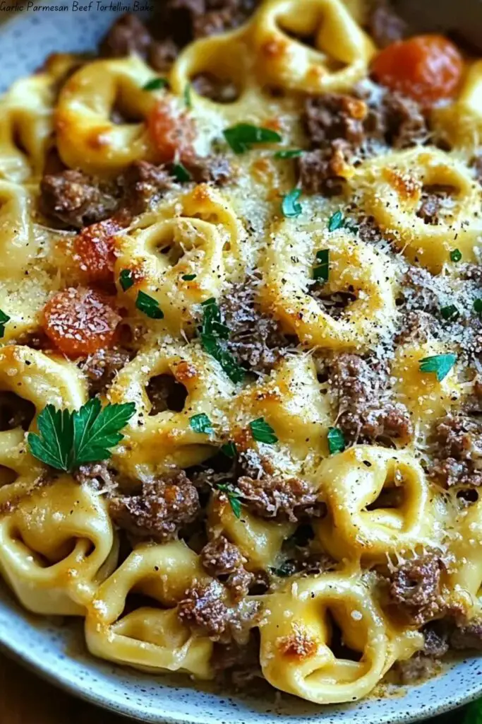 Garlic Parmesan Beef Tortellini Bake 4 Garlic Parmesan Beef Tortellini Bake