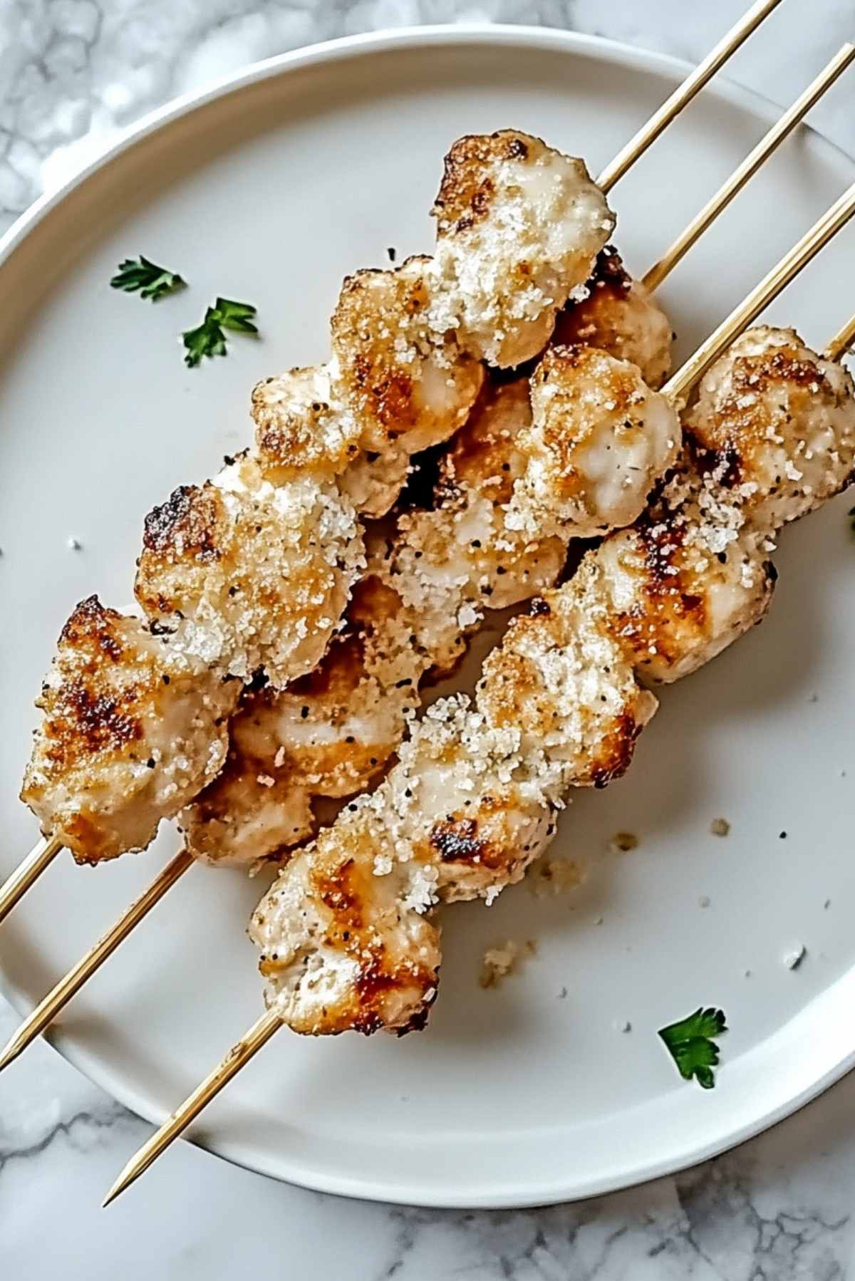 Air Fryer Garlic Parmesan Chicken Skewers