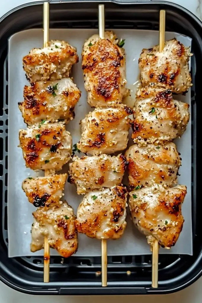 Air Fryer Garlic Parmesan Chicken Skewers 4 Air Fryer Garlic Parmesan Chicken Skewers