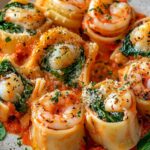 Shrimp and Spinach Stuffed Pasta Rolls with Roasted Red Pepper Cream 5 Shrimp and Spinach Stuffed Pasta Rolls with Roasted Red Pepper Cream