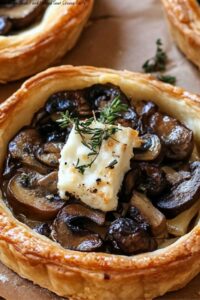 Mushroom Shallot and Herbed Goat Cheese Tarts