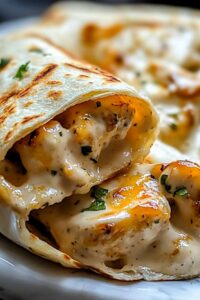 Great Cheesy Garlic Chicken Wraps