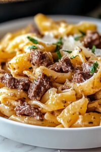 One-Pot Beef and Cheddar Ranch Pasta