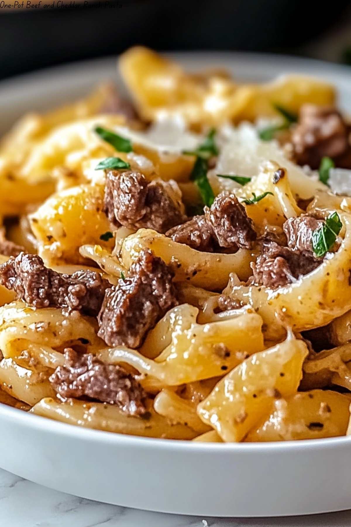 One-Pot Beef and Cheddar Ranch Pasta