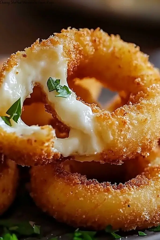 Cheesy Stuffed Mozzarella Onion Rings 4 Cheesy Stuffed Mozzarella Onion Rings