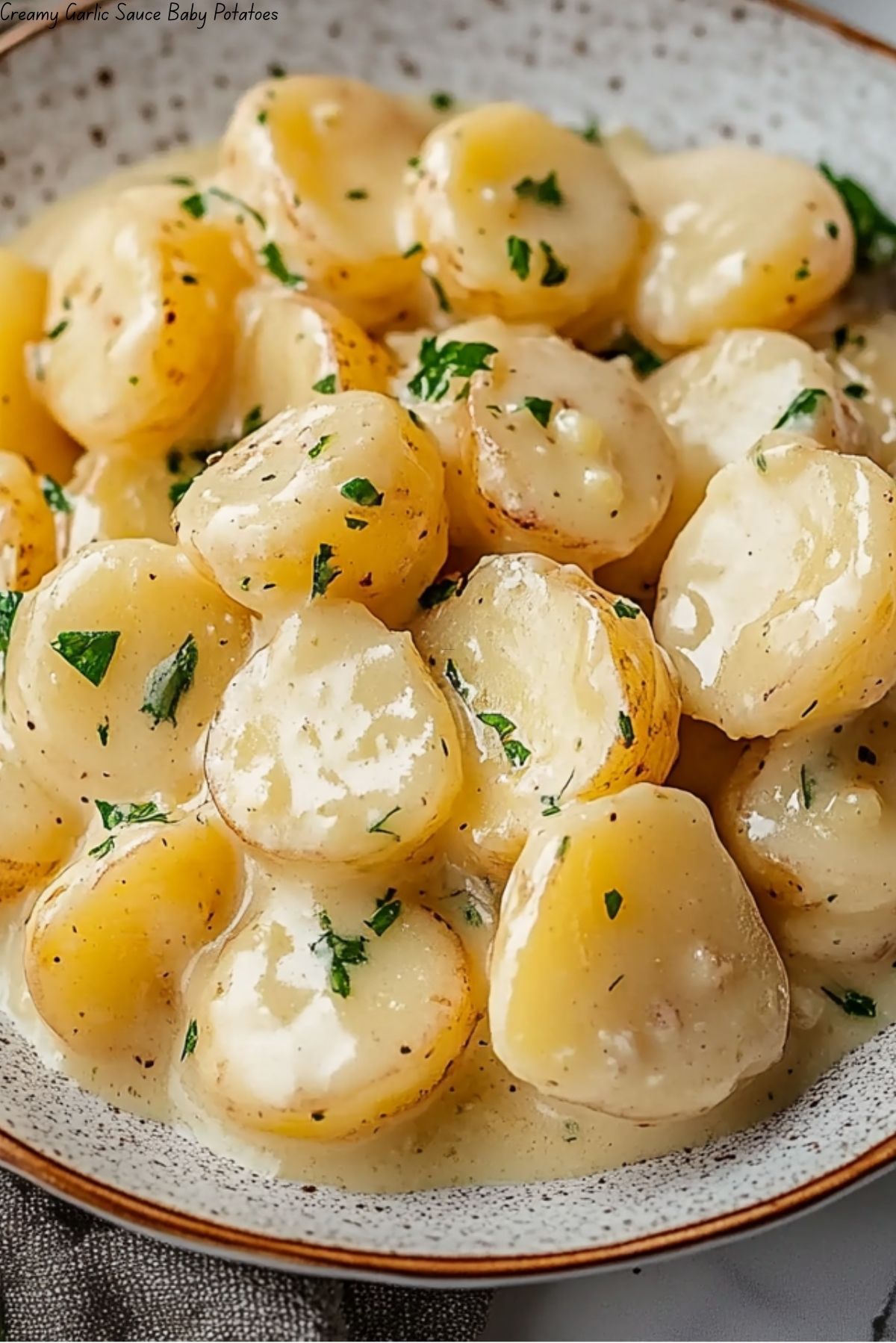 Creamy Garlic Sauce Baby Potatoes