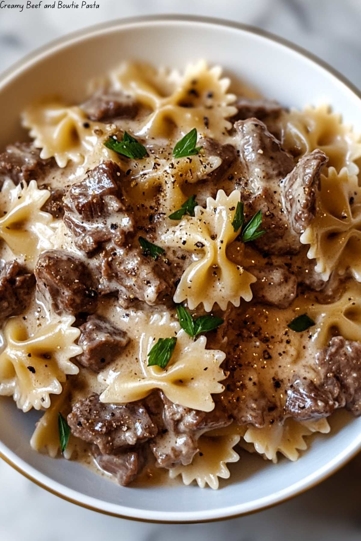 Creamy Beef and Bowtie Pasta