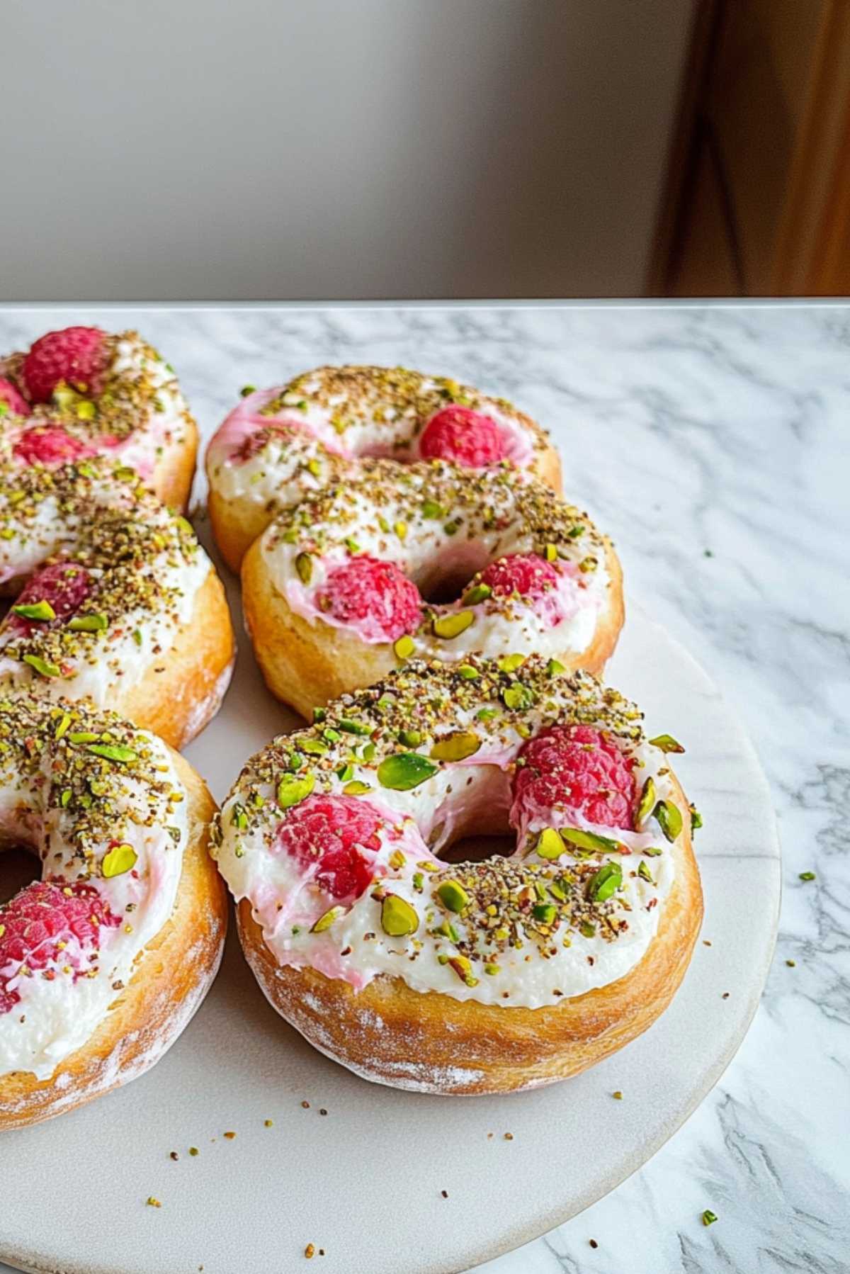 Raspberry Pistachio Sourdough Bagels