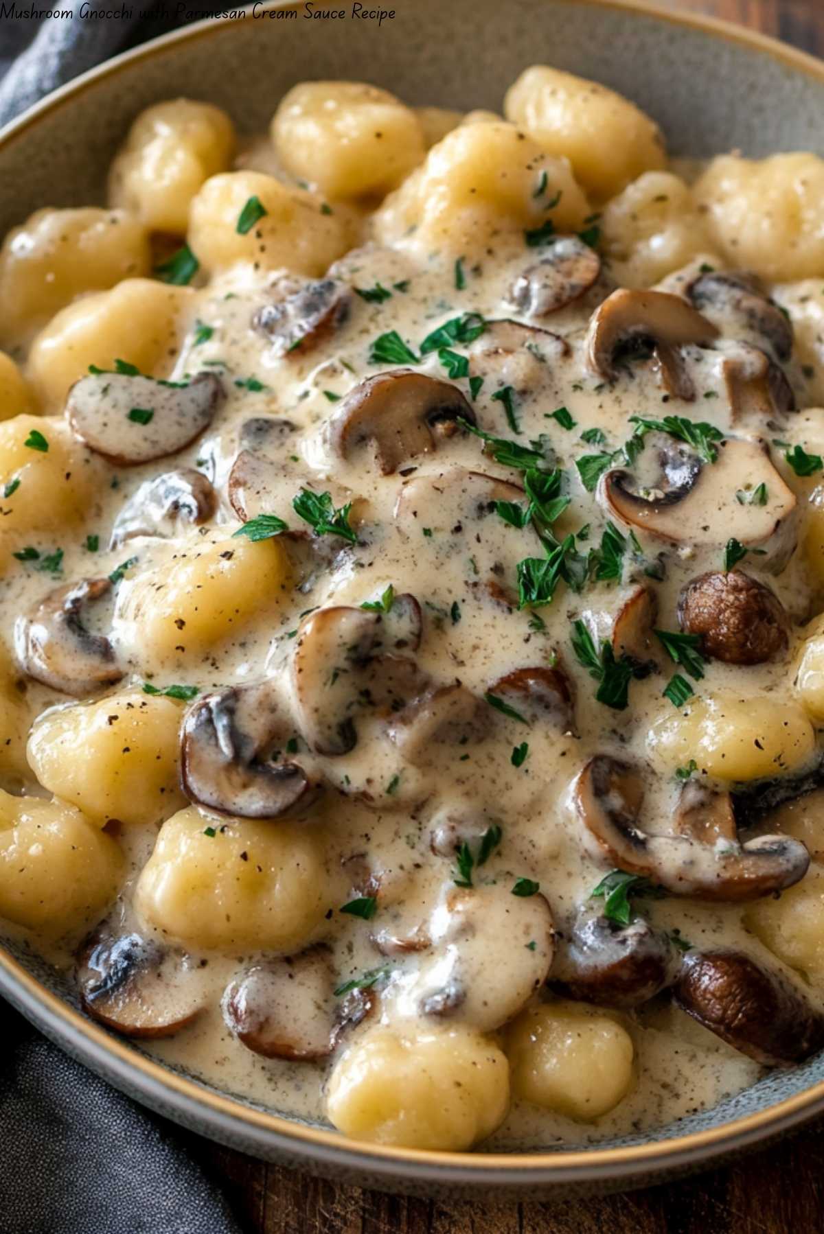 Mushroom Gnocchi with Parmesan Cream Sauce Recipe
