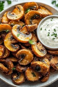 Fried Sliced Mushrooms with Ranch