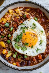 Breakfast Chili and Eggs