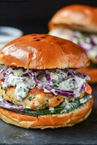 Greek Chicken Burgers with Tzatziki