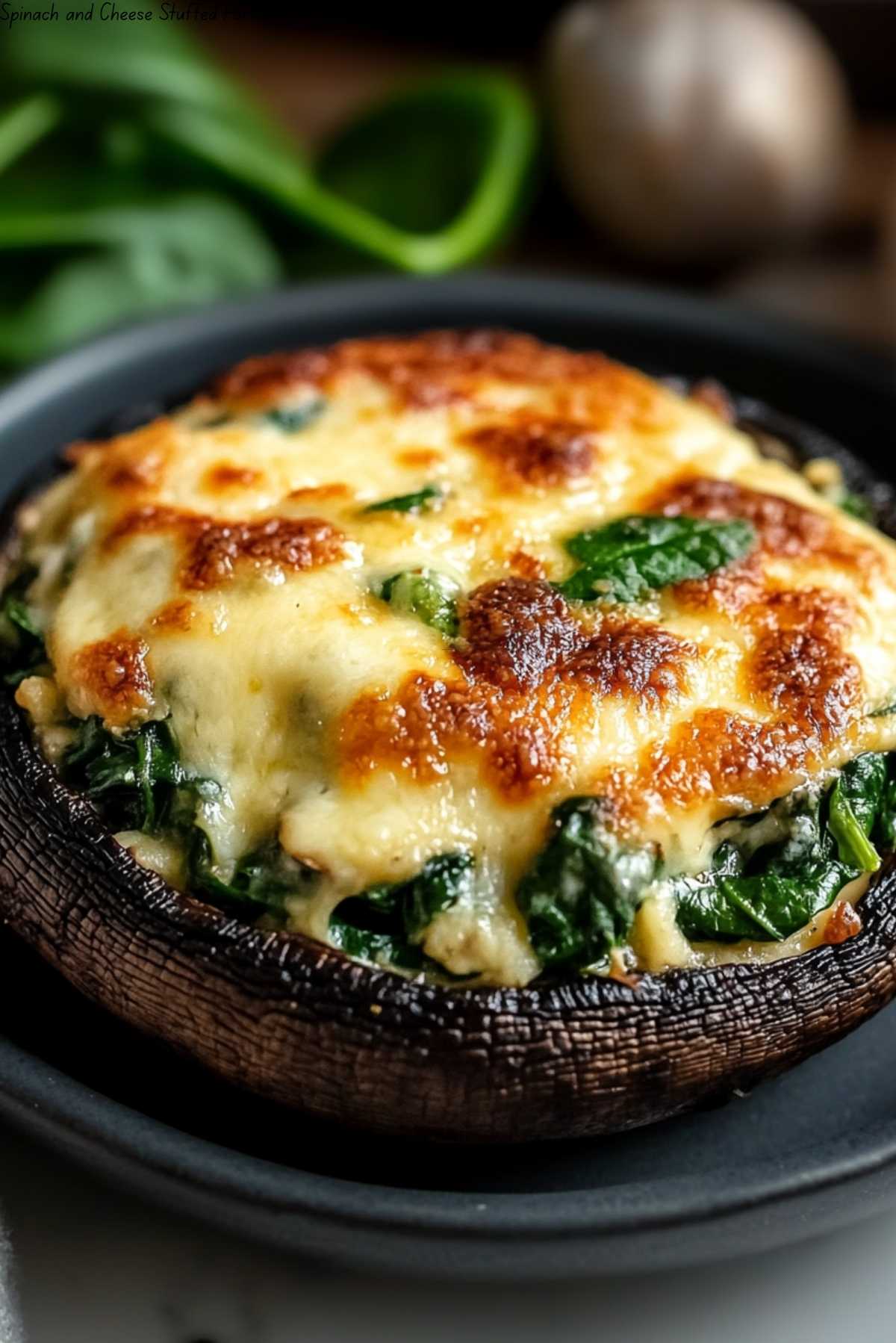 Spinach and Cheese Stuffed Portobello Mushroom