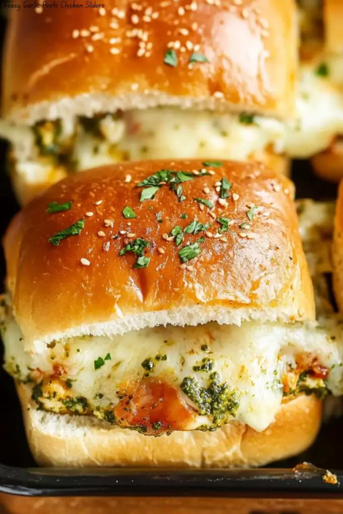 Cheesy Garlic Pesto Chicken Sliders 4 Cheesy Garlic Pesto Chicken Sliders