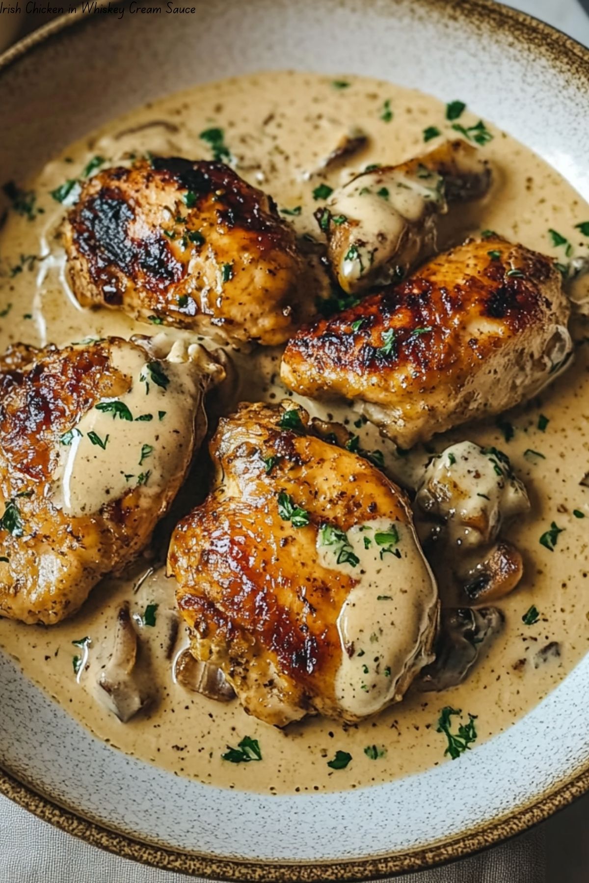 Irish Chicken in Whiskey Cream Sauce
