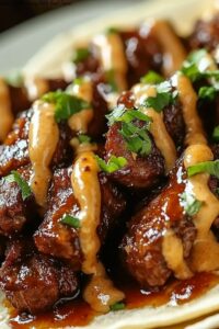 Garlic Butter Honey BBQ Beef Tacos
