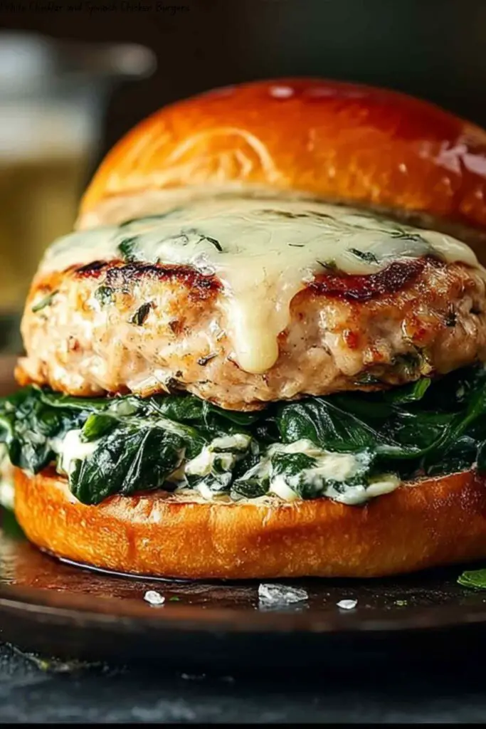 White Cheddar and Spinach Chicken Burgers 4 White Cheddar and Spinach Chicken Burgers