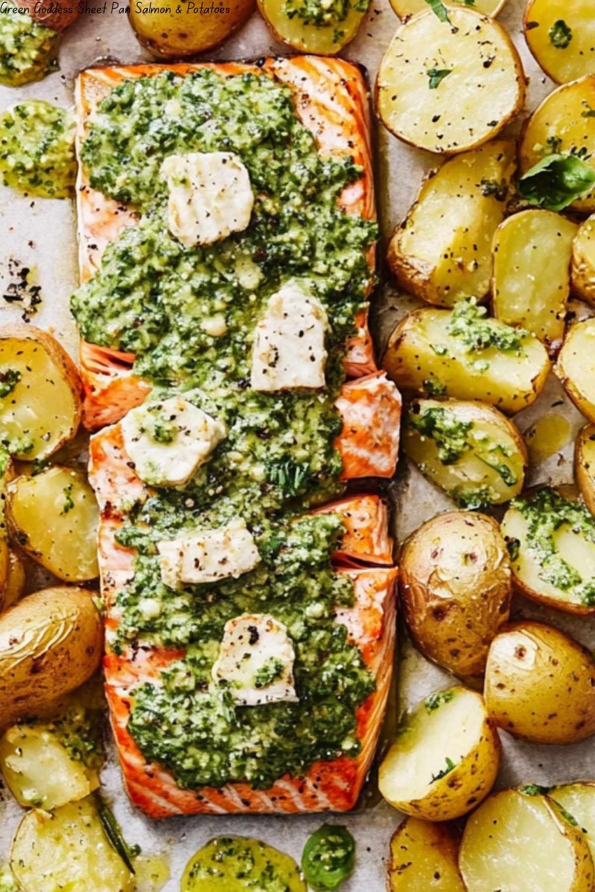 Green Goddess Sheet Pan Salmon & Potatoes