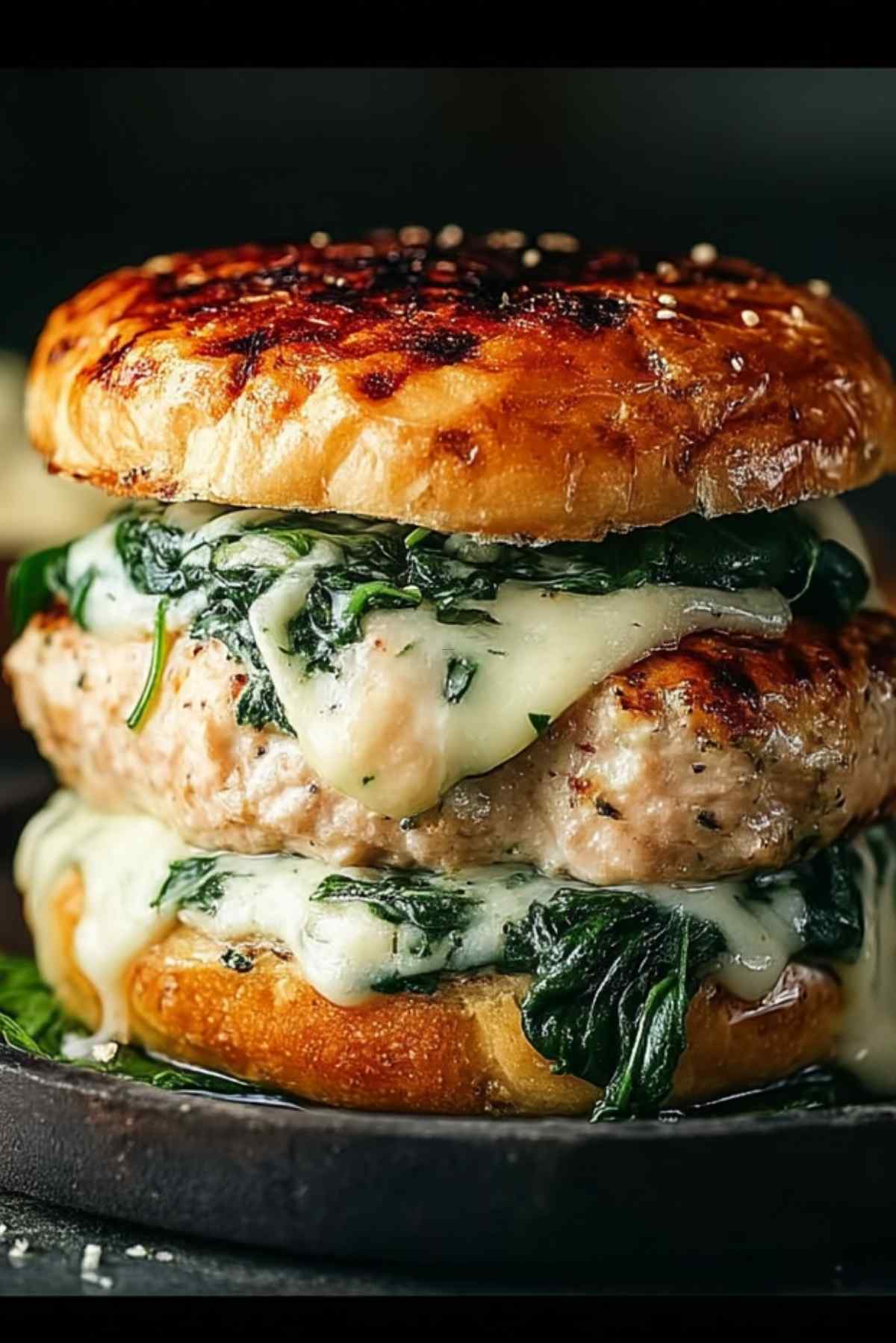 White Cheddar and Spinach Chicken Burgers