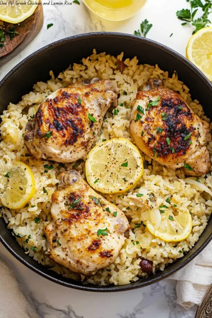 One Pot Greek Chicken and Lemon Rice 4 One Pot Greek Chicken and Lemon Rice