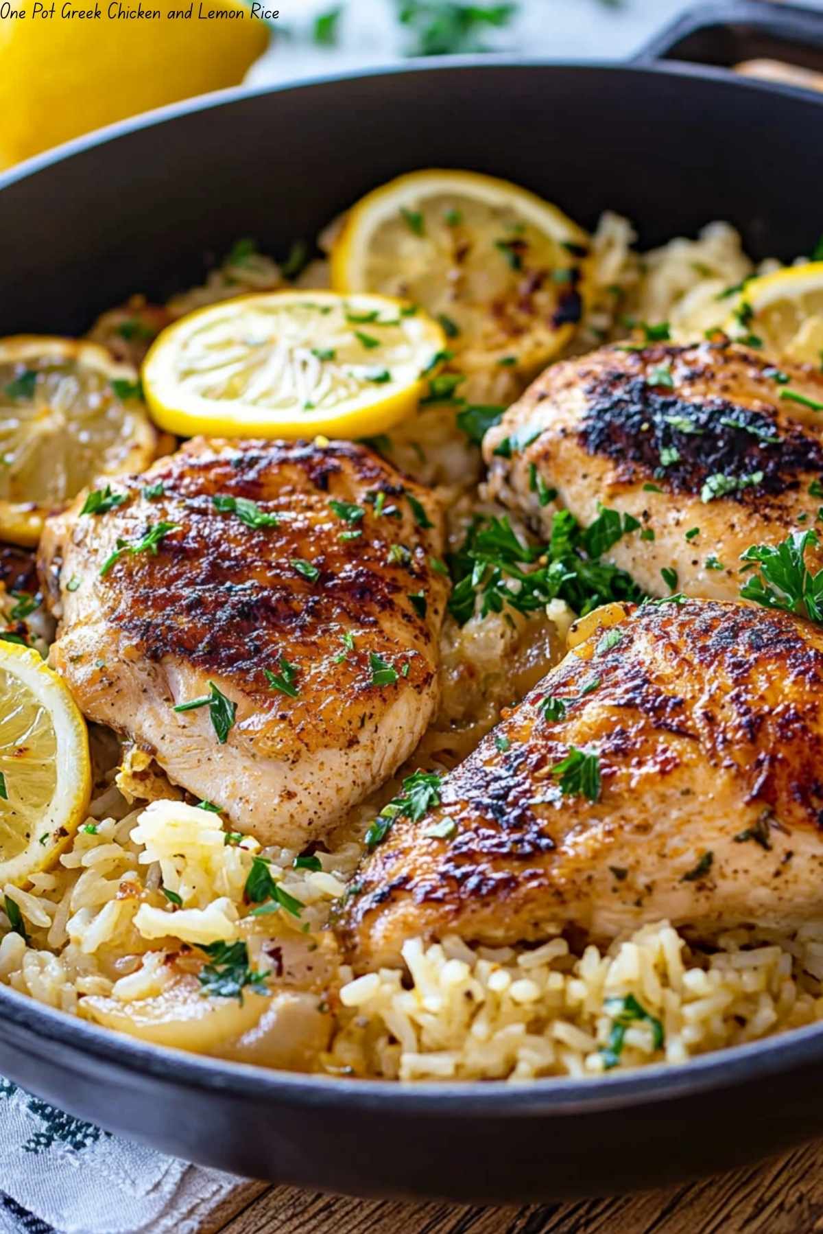 One Pot Greek Chicken and Lemon Rice