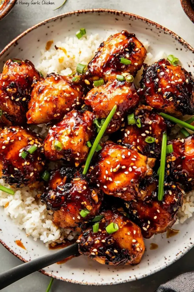 30 Minute Honey Garlic Chicken. 4 30 Minute Honey Garlic Chicken.