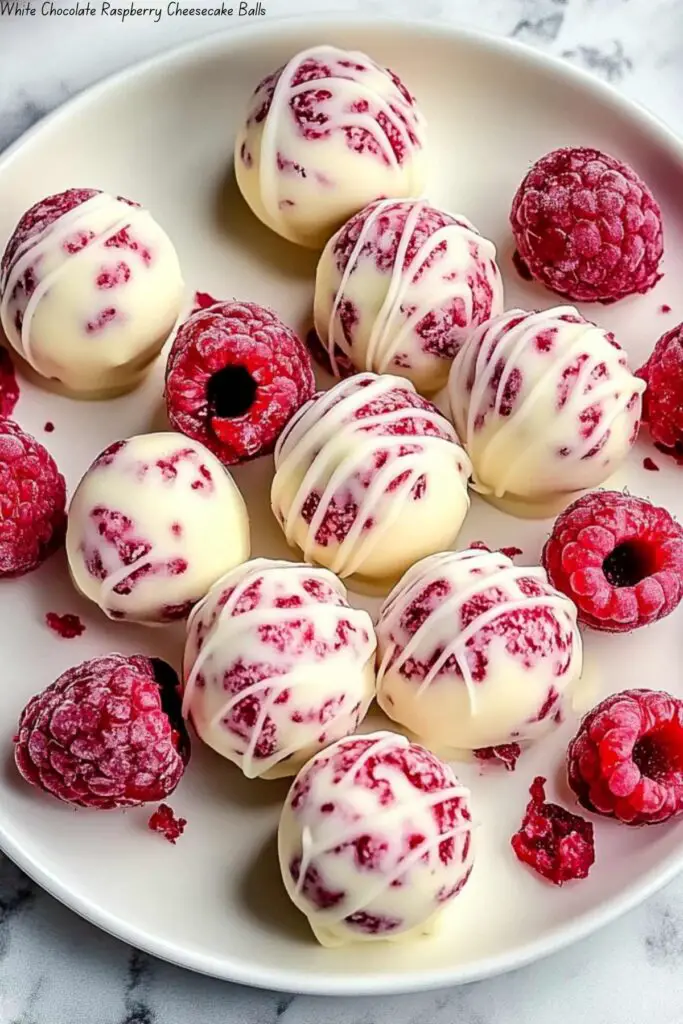 White Chocolate Raspberry Cheesecake Balls 4 White Chocolate Raspberry Cheesecake Balls
