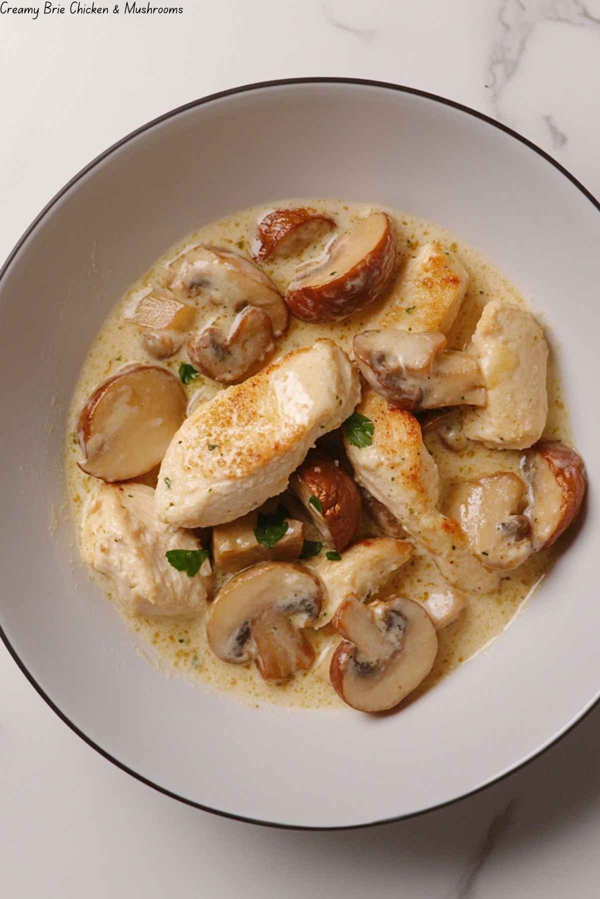 Creamy Brie Chicken & Mushrooms