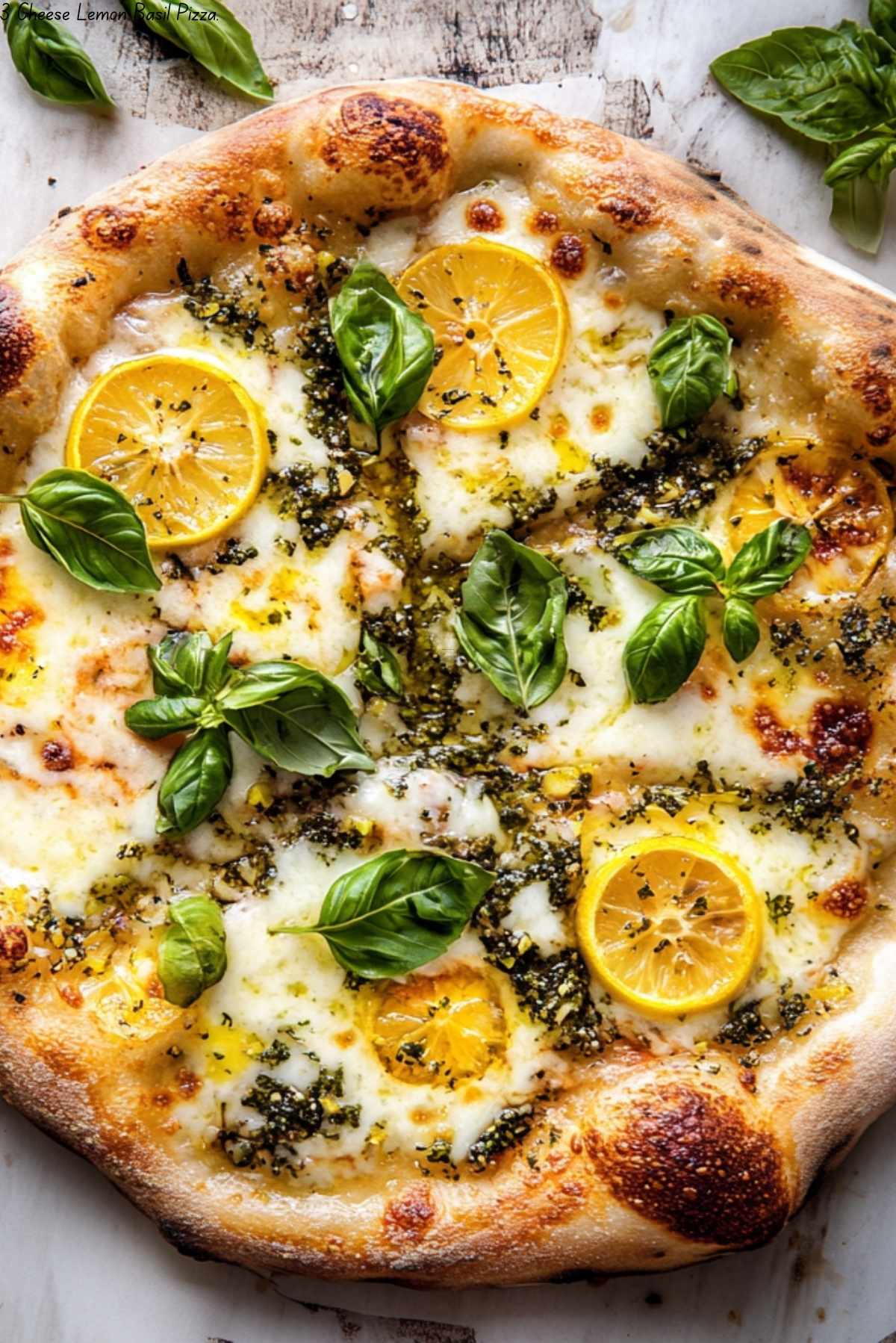3 Cheese Lemon Basil Pizza.
