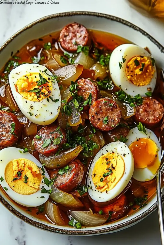 Grandma’s Pickled Eggs, Sausage & Onions 4 Grandma’s Pickled Eggs, Sausage & Onions