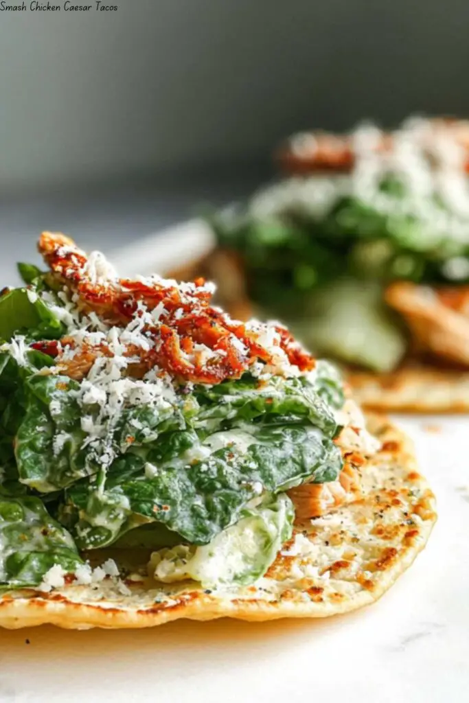 Smash Chicken Caesar Tacos 4 Smash Chicken Caesar Tacos
