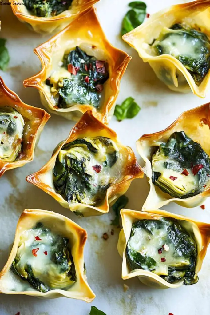 Baked Spinach Artichoke Wonton Cups 4 Baked Spinach Artichoke Wonton Cups