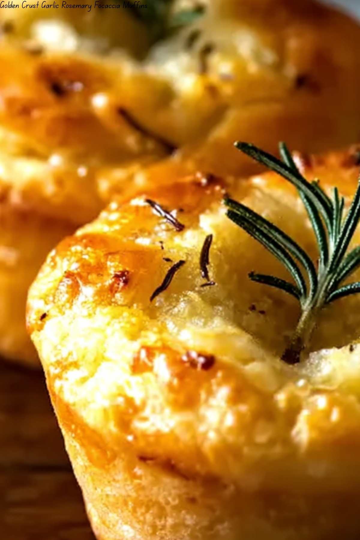 Golden Crust Garlic Rosemary Focaccia Muffins