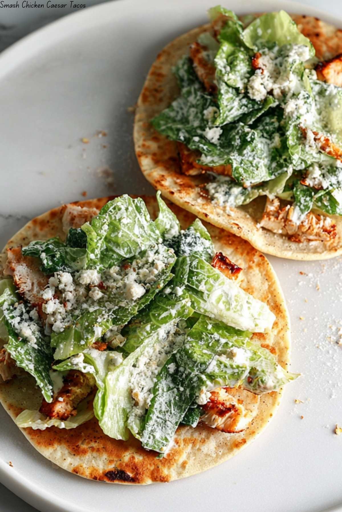 Smash Chicken Caesar Tacos