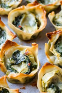 Baked Spinach Artichoke Wonton Cups