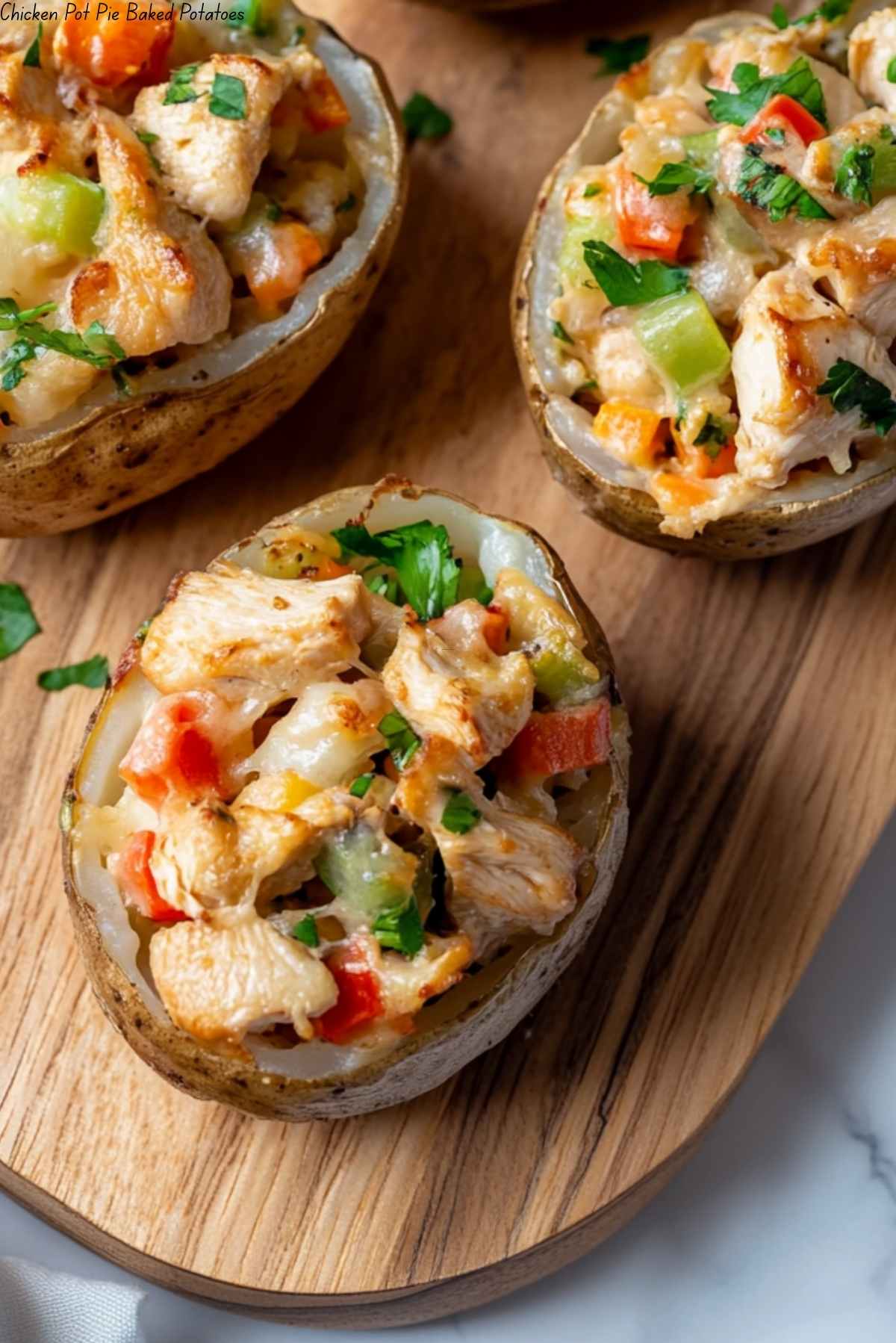 Chicken Pot Pie Baked Potatoes