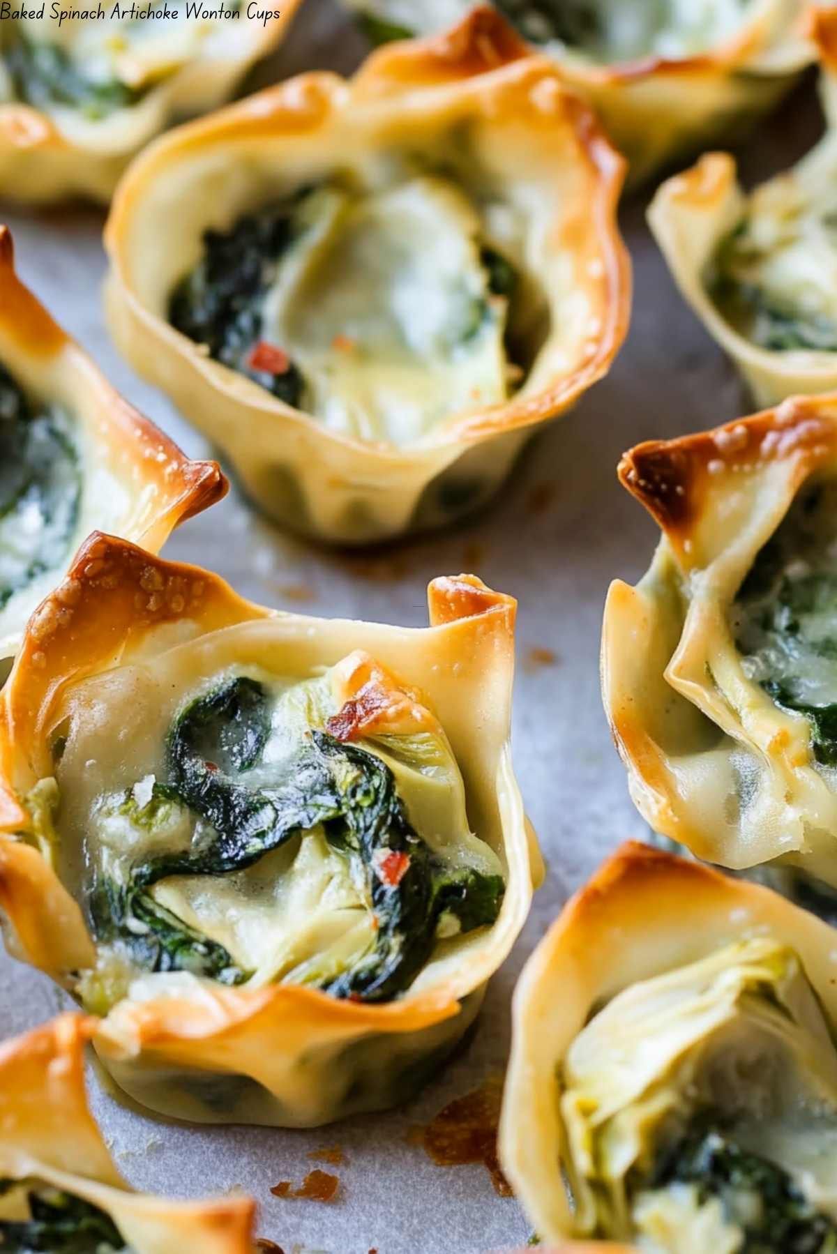 Baked Spinach Artichoke Wonton Cups