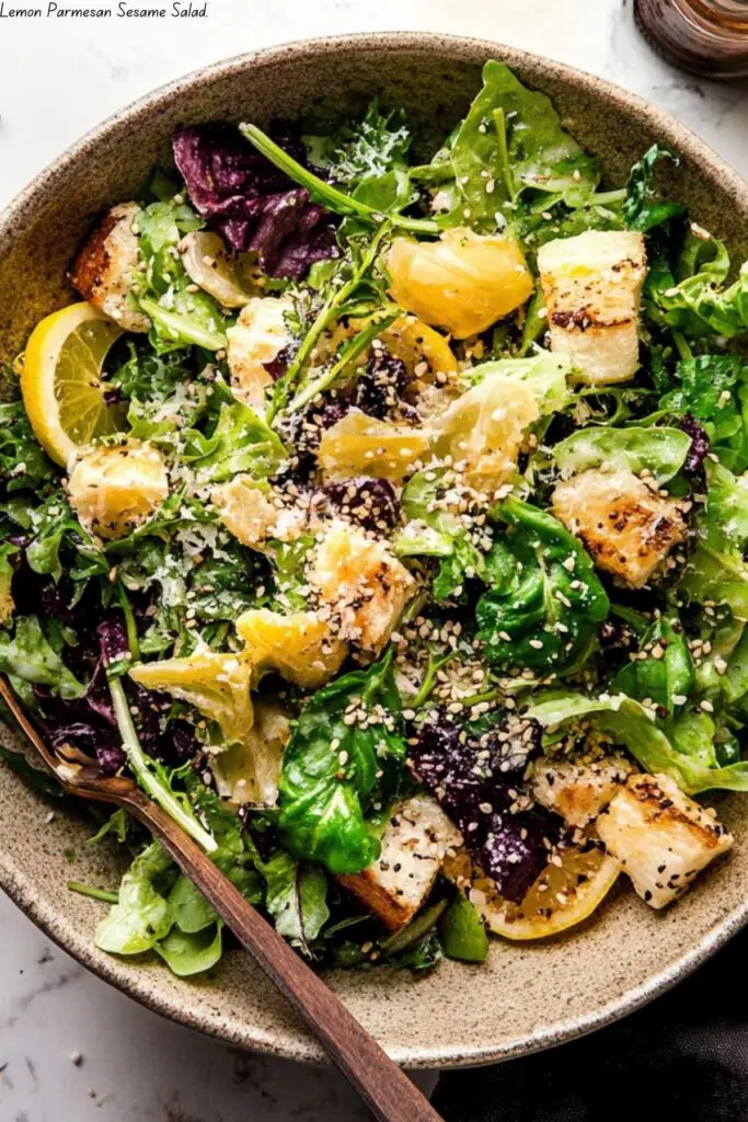 Lemon Parmesan Sesame Salad. 4 Lemon Parmesan Sesame Salad.