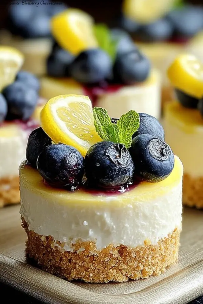 Mini Lemon Blueberry Cheesecakes 4 Mini Lemon Blueberry Cheesecakes